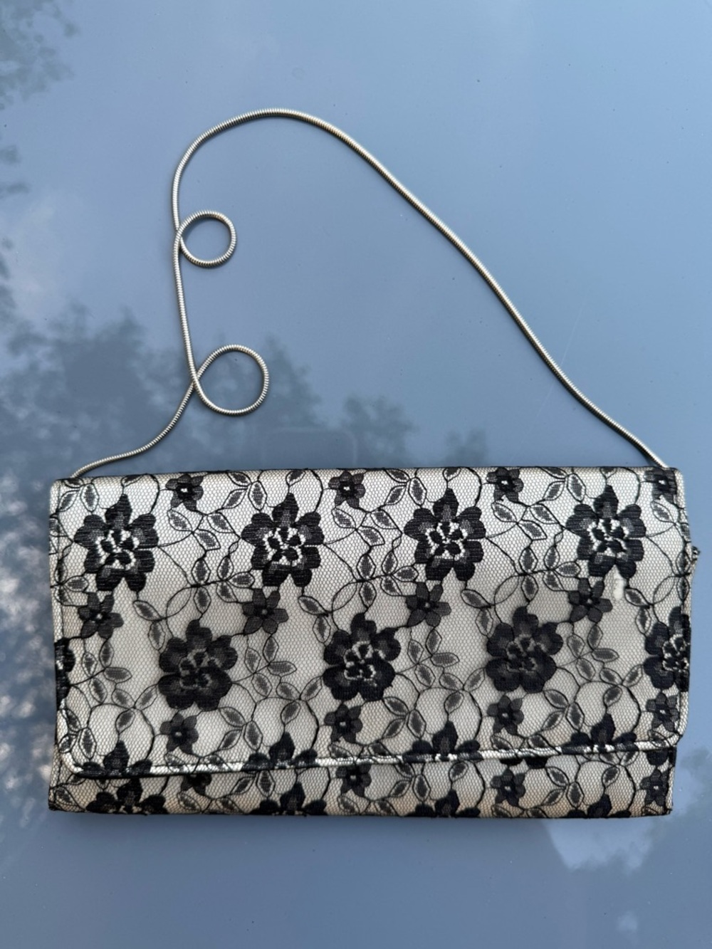 Black Lace Overlay Crossbody Clutch - Women